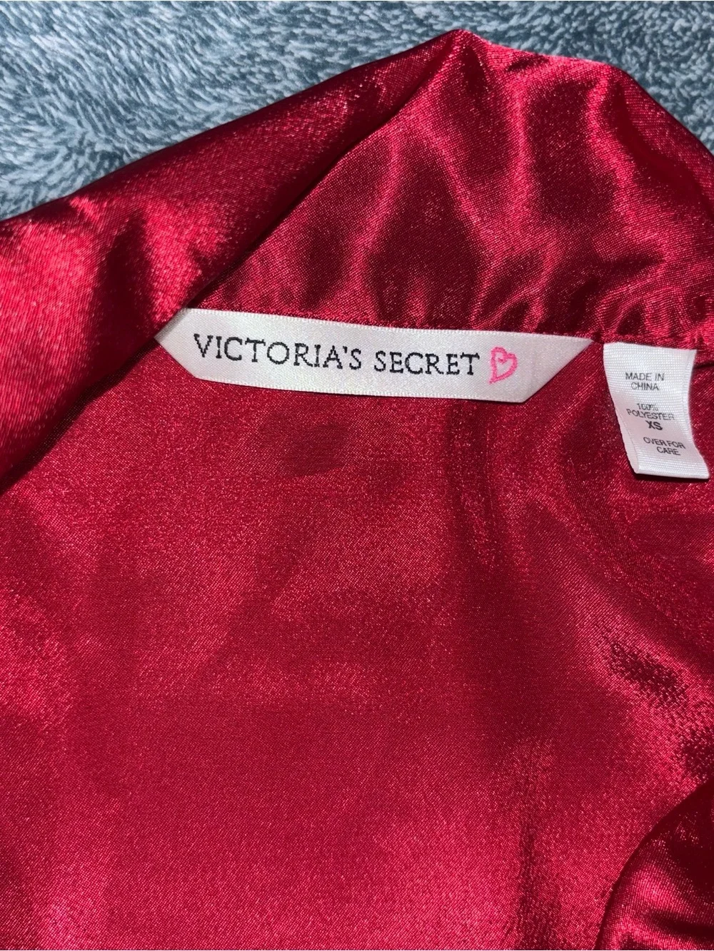 Vintage (1996) White Label Victoria’s Secret Red Satin Sleep Shirt Size XS